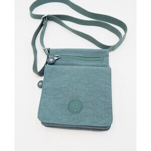 Kipling El Dorado Olive Green Mini Nylon Crossbody Shoulder Bag Multi Pockets
